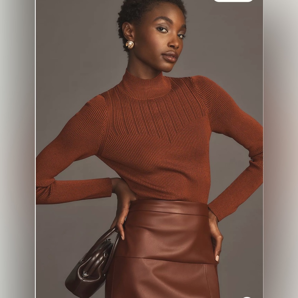 By Anthropologie Long-Sleeve Corset Turtleneck Sweater size M